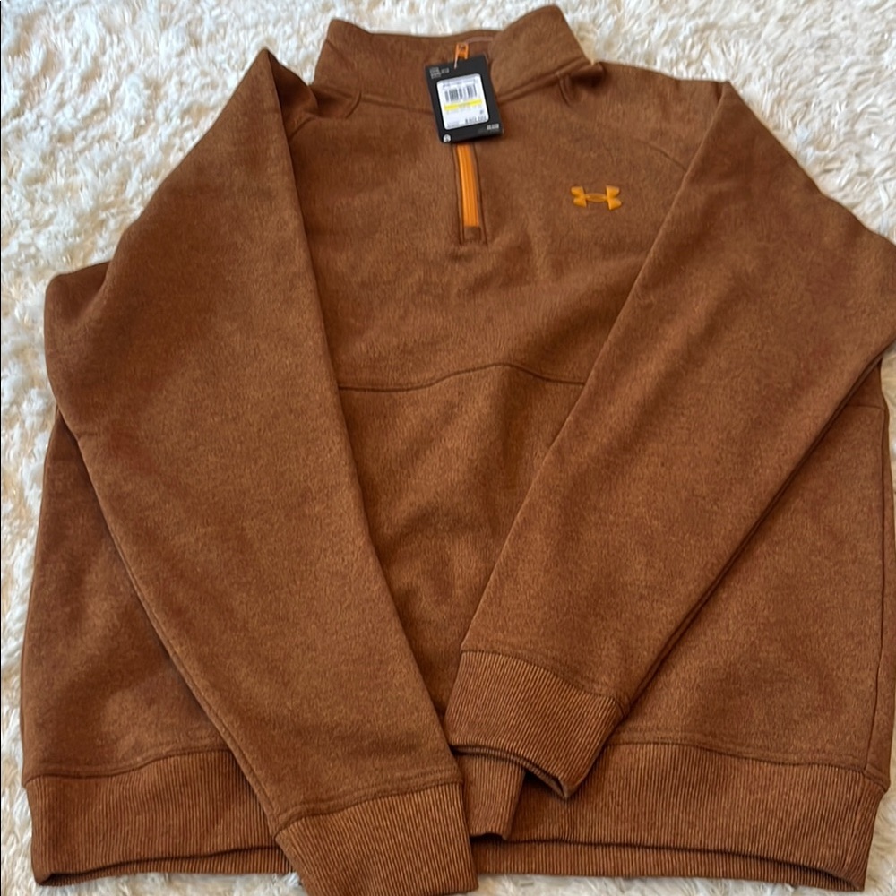 Under Armour Brown Zip Up with Fleece Texture